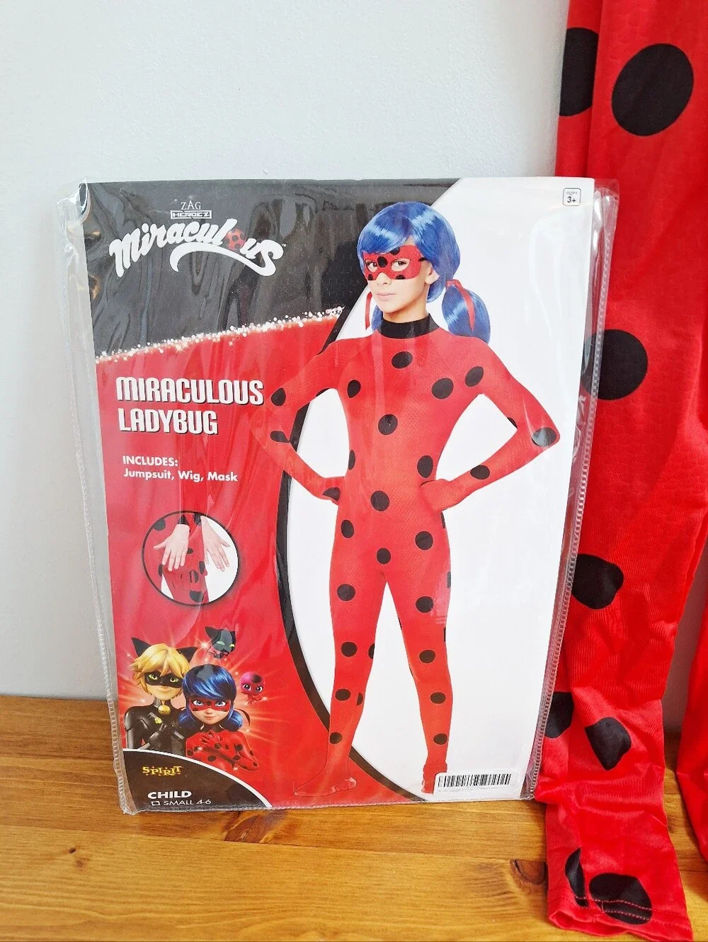 Girls Miraculous Ladybug Costume Child Small 4–6 Red Polka Dot Bodysuit & Mask